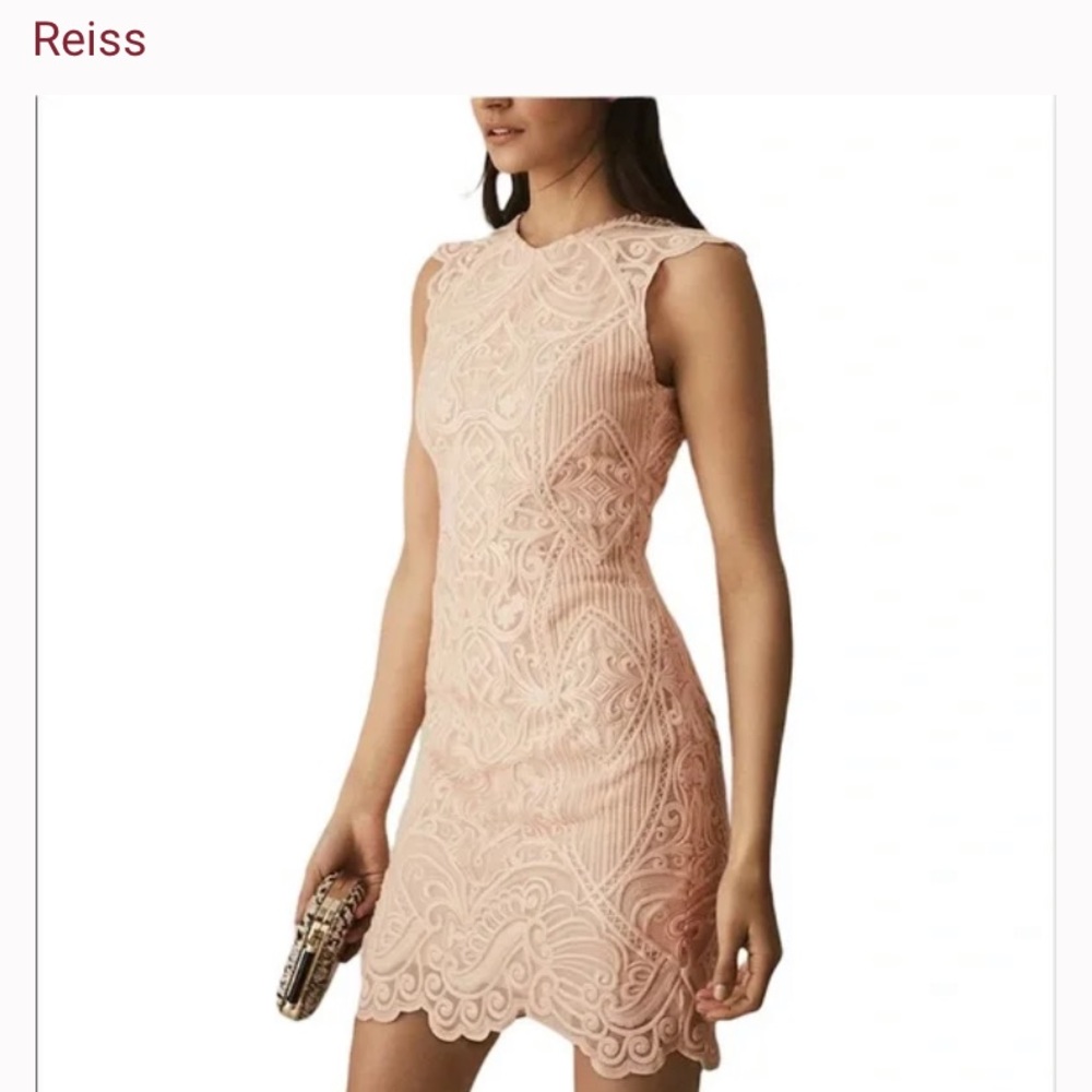 Reiss Blush Pink Lace Sheath Dress